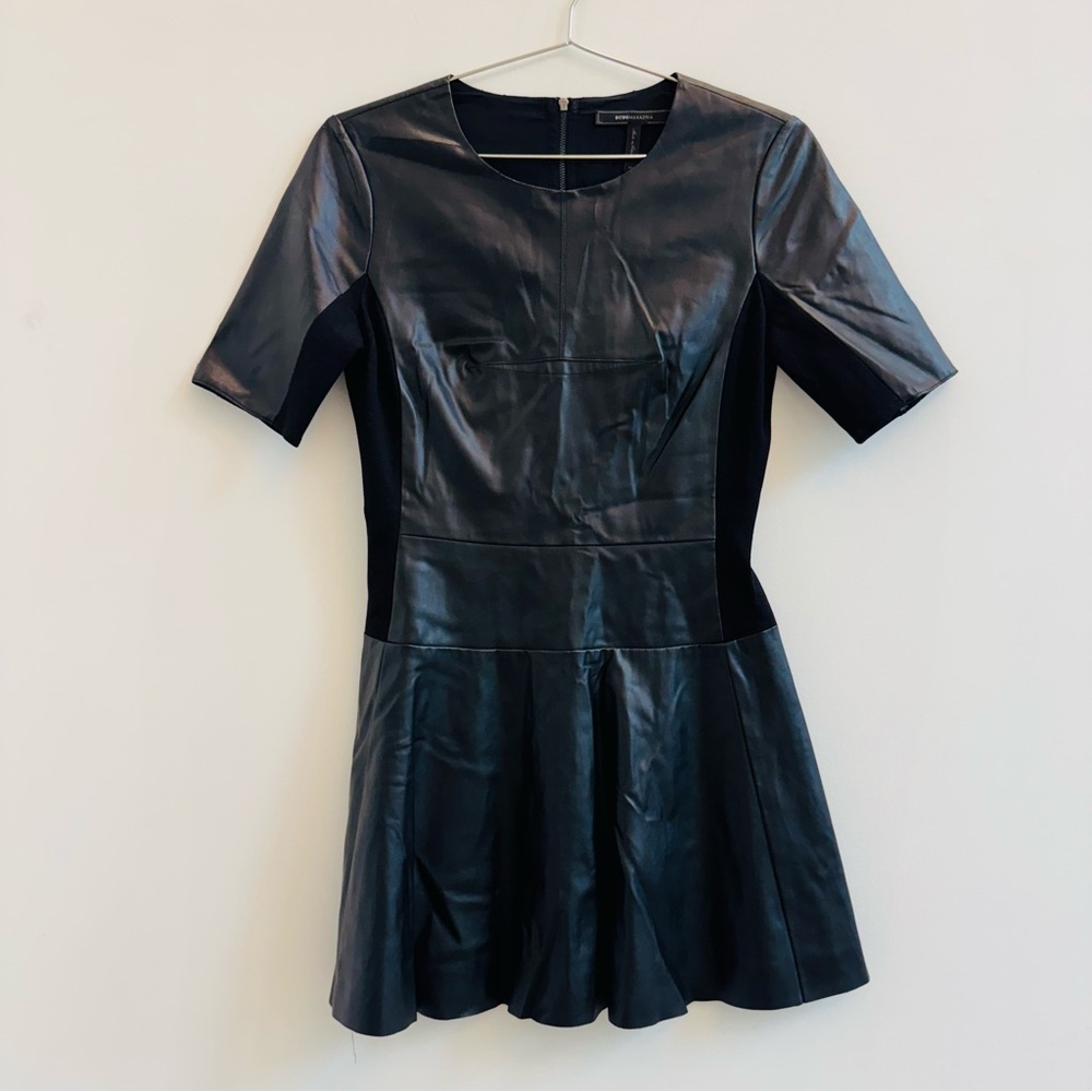 BCBGMaxAzria Black Leather Dress